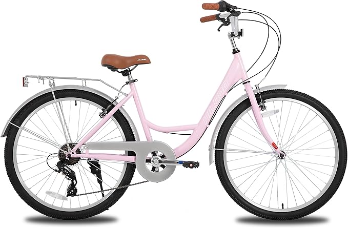 26 inch Complete Beach Cruiser Bike for Adults, 7 Speed Step-Through Frame Womens Bicycle with Rear Rack, Retrospec Bike Commuter City Bicycle for Men