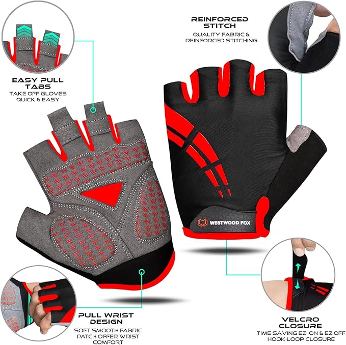 Cycling Gloves for Men Women,Half Finger Unisex Gel Padded Anti-Slip Mountain Bike Gloves, Breathable Shock Absorption Grip Palm Bicycle Summer Riding MTB Bike Gloves