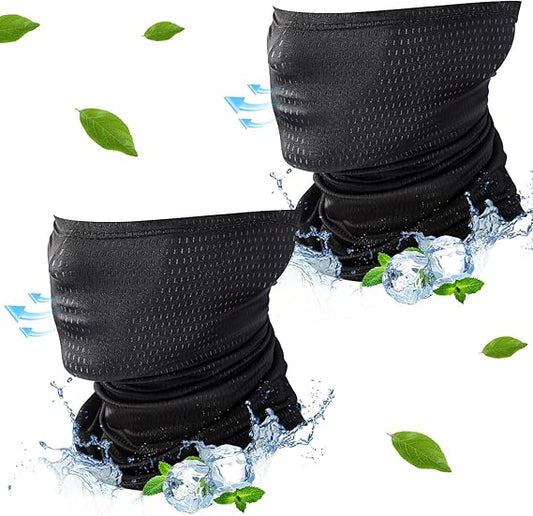 2 Pack Breathable Neck Gaiter Summer Balaclava Cooling Face Mask with Mesh Holes UV Protection Sun Scarf for Men Women