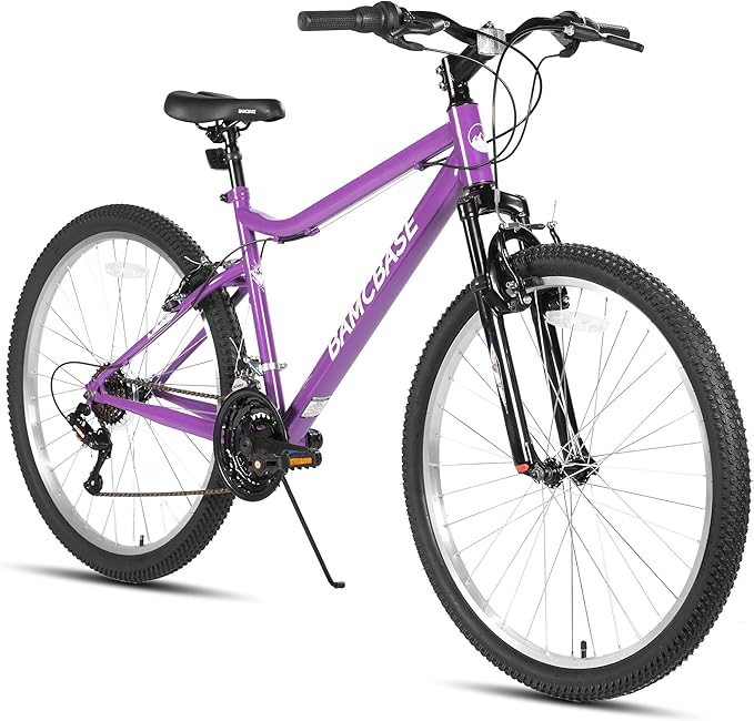 26 Inch Womens and Mens Mountain Bike, 18 Speed Steel Frame Adult Bicycle, MTB Bikes with Suspension Fork, V Brake, Mountain Bicycle for Woman Man