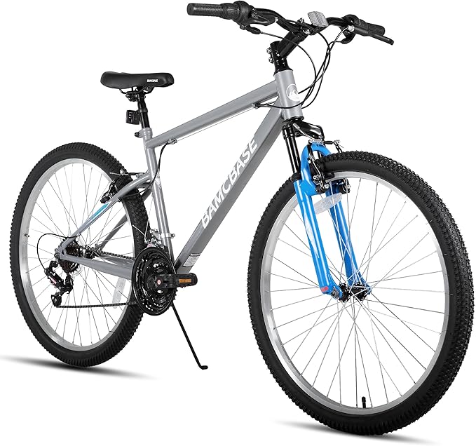 26 Inch Mountain Bike, Mens Womens MTB with 18 Speeds, High-Tensile Steel Frame, V Brake, Hardtail Bicycle for Adults