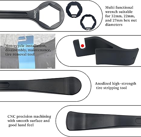 10mm/0.39''13mm/0.51''22mm/0.87''27mm/1.06''32mm/1.26''Tire Iron Lever Tool Spoon Motorcycle Tire Change Kit Wrench Set Bead Buddy Kit Tire Repair Tool for Bike EXC SX XC EXCF Dirt Pit Bike