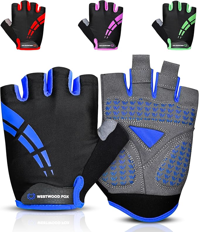 Cycling Gloves for Men Women,Half Finger Unisex Gel Padded Anti-Slip Mountain Bike Gloves, Breathable Shock Absorption Grip Palm Bicycle Summer Riding MTB Bike Gloves