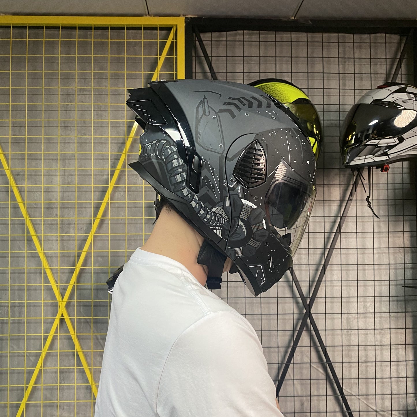 Starry Night, Dual Visors Helmet NBTK Starry Night Motorcycle Helmet - Dual Visors, Sleek Black ABS, EPS Cushioned Layer, Detachable & Washable Interior, Adjustable Airflow Vents, 3C, Fit for All Seasons