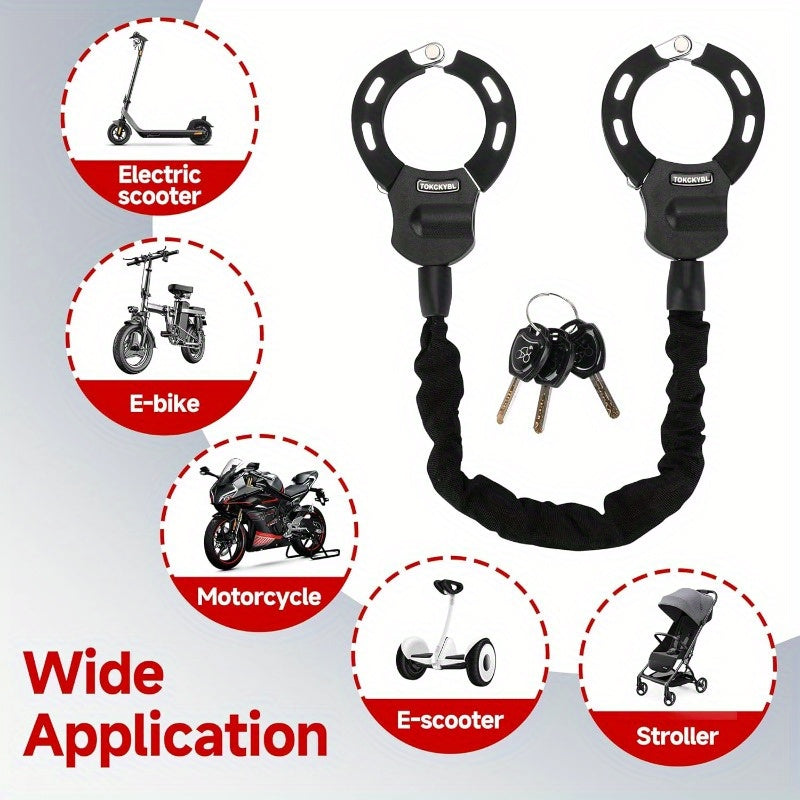 Heavy Duty Scooter Lock 37.01inch x 6mm Anti-Theft Chain Lock with 3 Keys, Weatherproof and Anti-Shear for Electric Scooters, Bikes, Motorcycles, Bike Security, Durable Design, Antisheer Lock, Secure Locking Mechanism, Urban Commuters