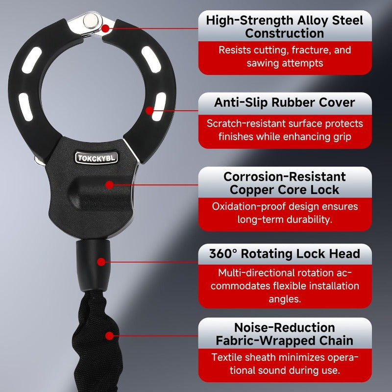 Heavy Duty Scooter Lock 37.01inch x 6mm Anti-Theft Chain Lock with 3 Keys, Weatherproof and Anti-Shear for Electric Scooters, Bikes, Motorcycles, Bike Security, Durable Design, Antisheer Lock, Secure Locking Mechanism, Urban Commuters