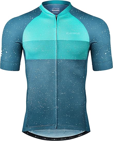 Mens Cycling Jersey 3 Rear Pockets Moisture Wicking Short Sleeve Quick Dry Reflective Biking Shirts