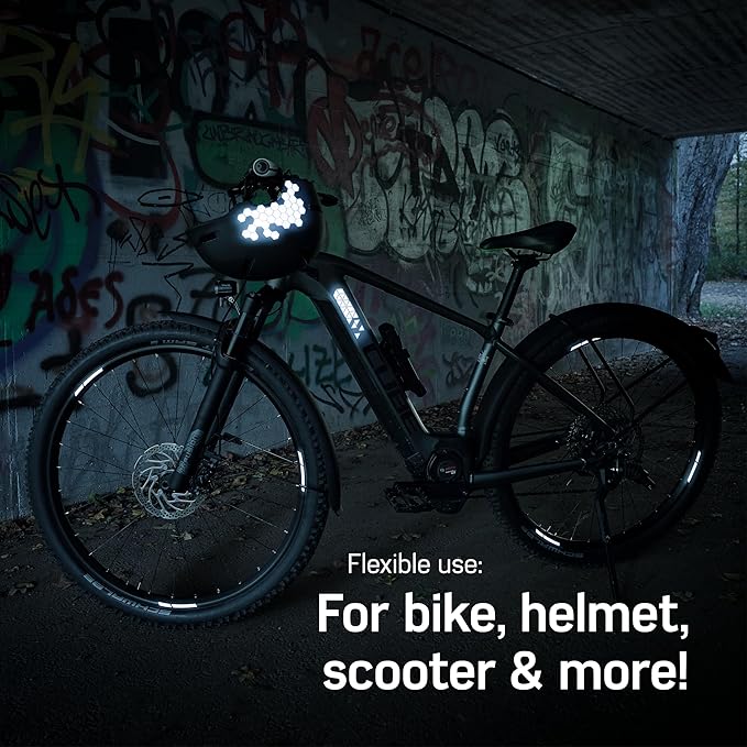 Bike Stickers - Reflective Stickers Set of 2 - for Bike, Rims, Helmet - Reflective Sticker Set for Darkness, School - Reflectors