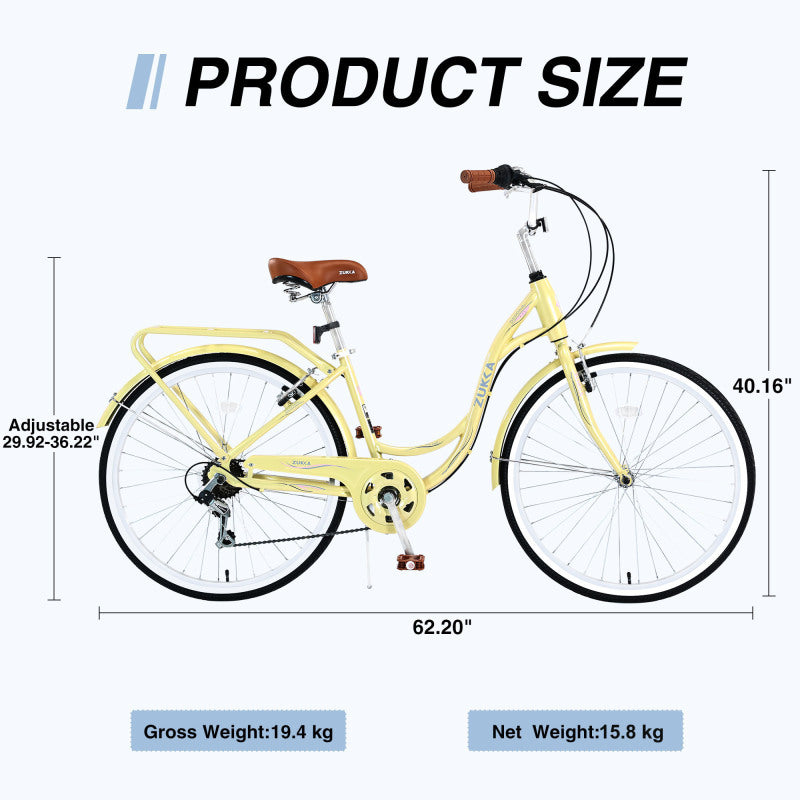 7 Speed, Steel Frame, Multiple Colors 24 Inch Ladies