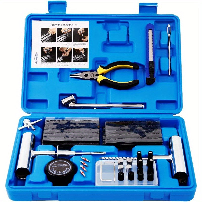 Tire Repair Kit 68pcs Heavy Duty Tire Plug Kit Universal Tire Repair Tools to Fix Punctures and Plug Flats Patch Kit for car Motorcycle Truck ARB ATV Tractor RV SUV Trailer