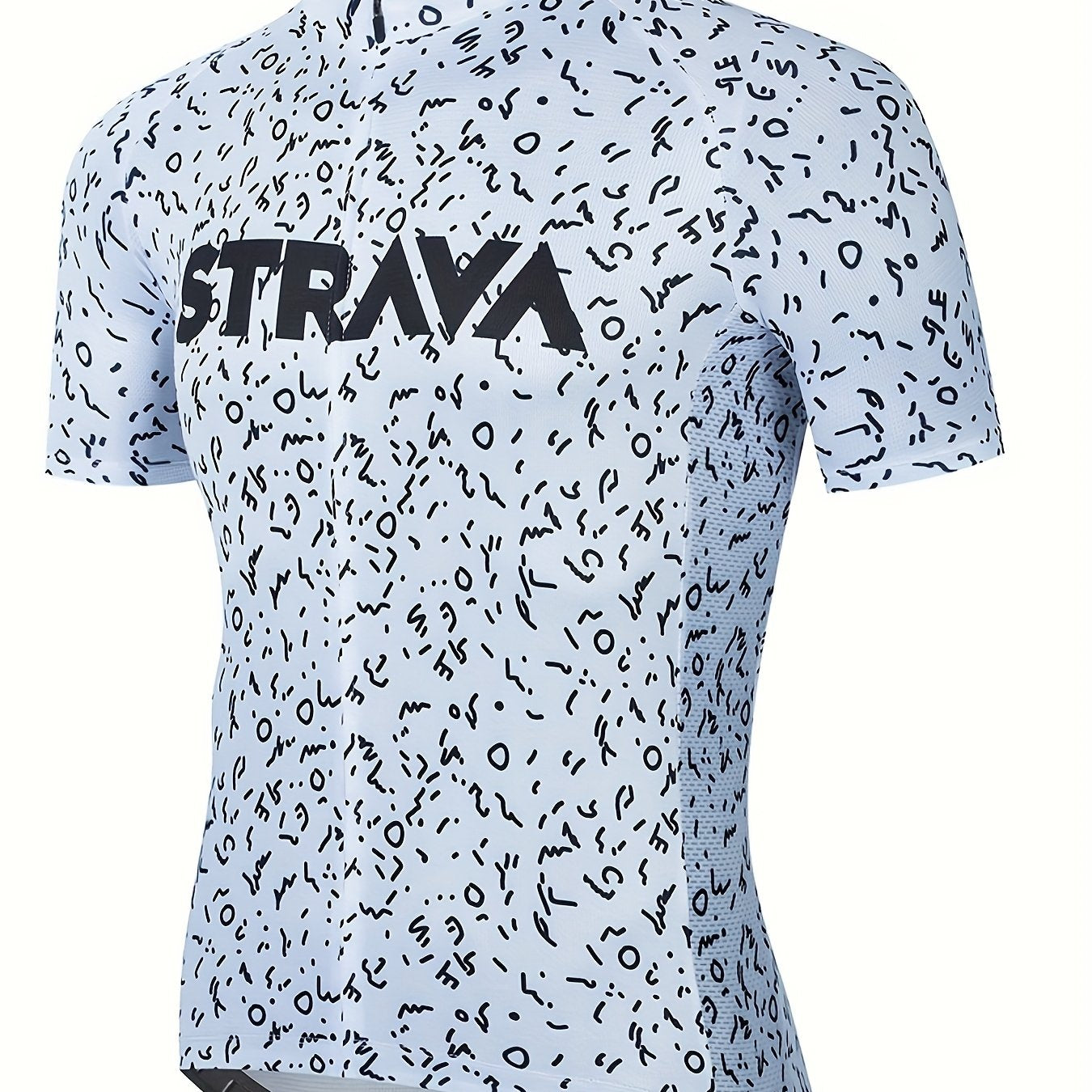 Strava Summer Short Sleeve White Cycling Jersey Team Road Bike Outdoor Breathable Sports Shirt Men's Quick-Dry Cycling Top with 3 Pockets