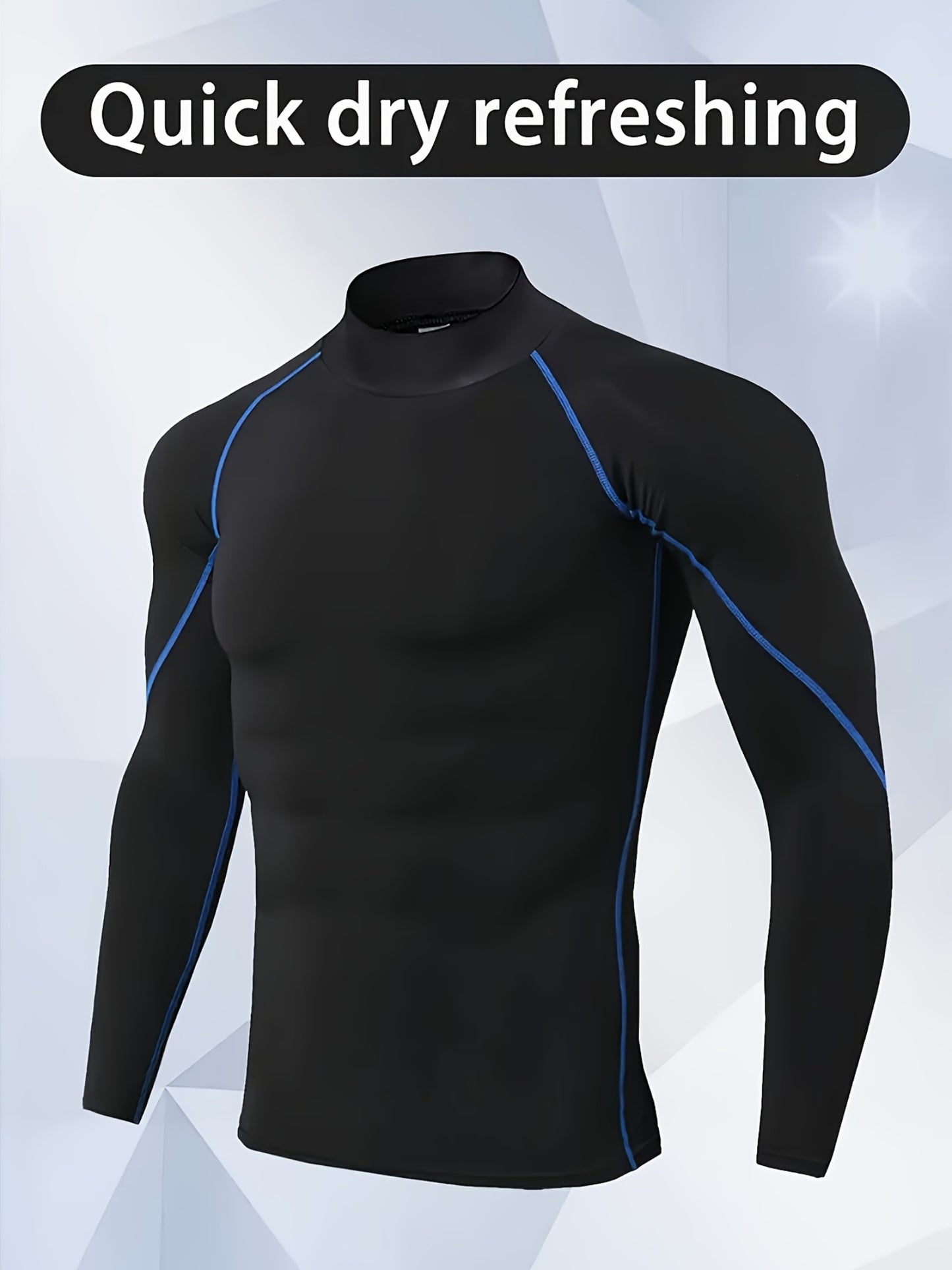 Men'S High-Neck Quick-Dry Athletic Long Sleeve T-Shirt - High Elasticity Breathable Fabric, Ideal for Running, Hiking, Cycling & Outdoor Fitness - White, Muscle Fit Design, Machine Washable Solid Color Base Layer, Durable Sportswear