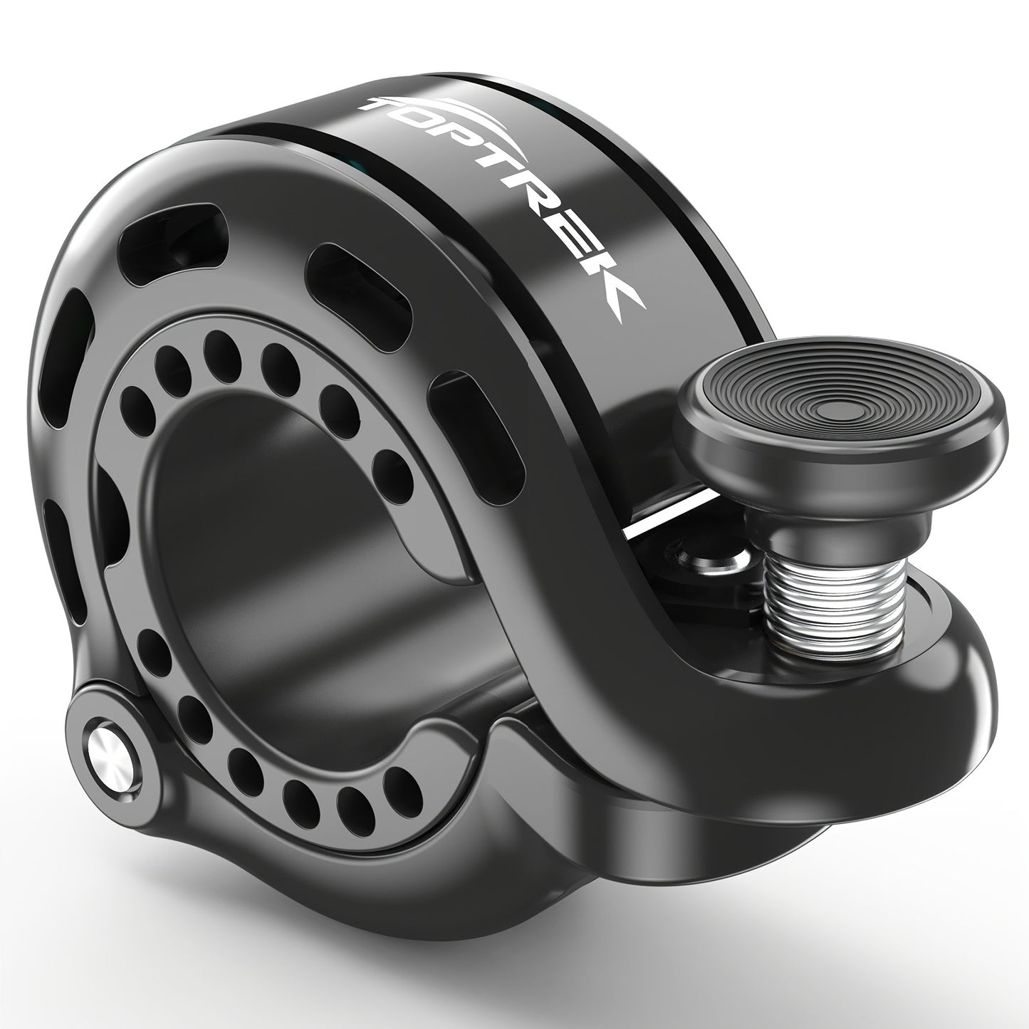 Toptrek Loud Crisp Bicycle Bell with Chrome-Nickel Aluminum Alloy – Rust-Proof, Silicone Clasp for 22.2-31.8mm Handlebars, Invisible Q-Shape Design, 110dB Volume