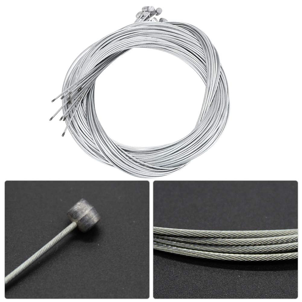 5pcs MTB Bicycle Brake Cable Set, Lead Core Inner Wire, Durable Silvery Bicycle Speed Line, with Fixed Gear Shifter for MTB and Road Bikes, The Cables Are Sturdy And Smooth for a Seamless Operation.