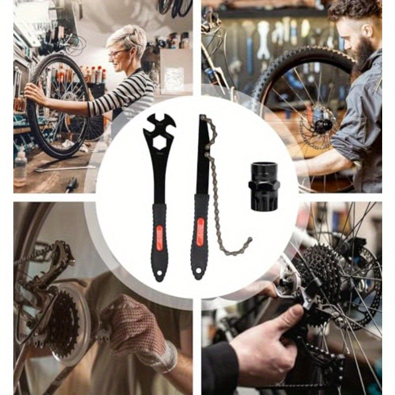 bike repair tool Bike Repair Tool Set Freewheel and Cassette Removal Kit with Chain Whip Pedal Wrench Mountain Road Bicycle Maintenance Tools bike repair tool