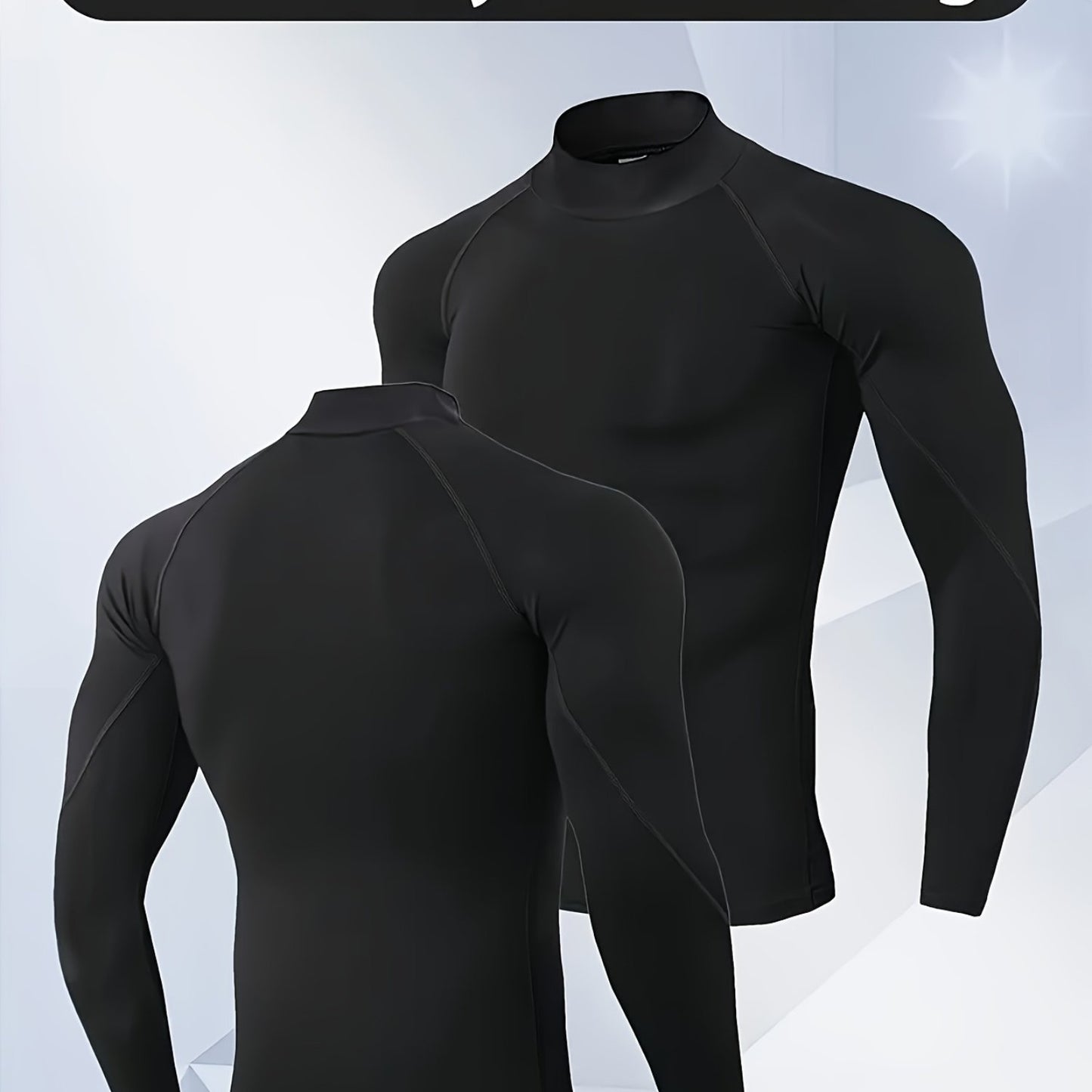 Men'S High-Neck Quick-Dry Athletic Long Sleeve T-Shirt - High Elasticity Breathable Fabric, Ideal for Running, Hiking, Cycling & Outdoor Fitness - White, Muscle Fit Design, Machine Washable Solid Color Base Layer, Durable Sportswear
