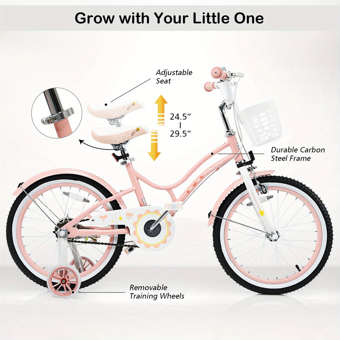 COSTWAY Babyjoy 18" Kids Bike Toddlers Freestyle Adjustable Bicycle w/ Training Wheels