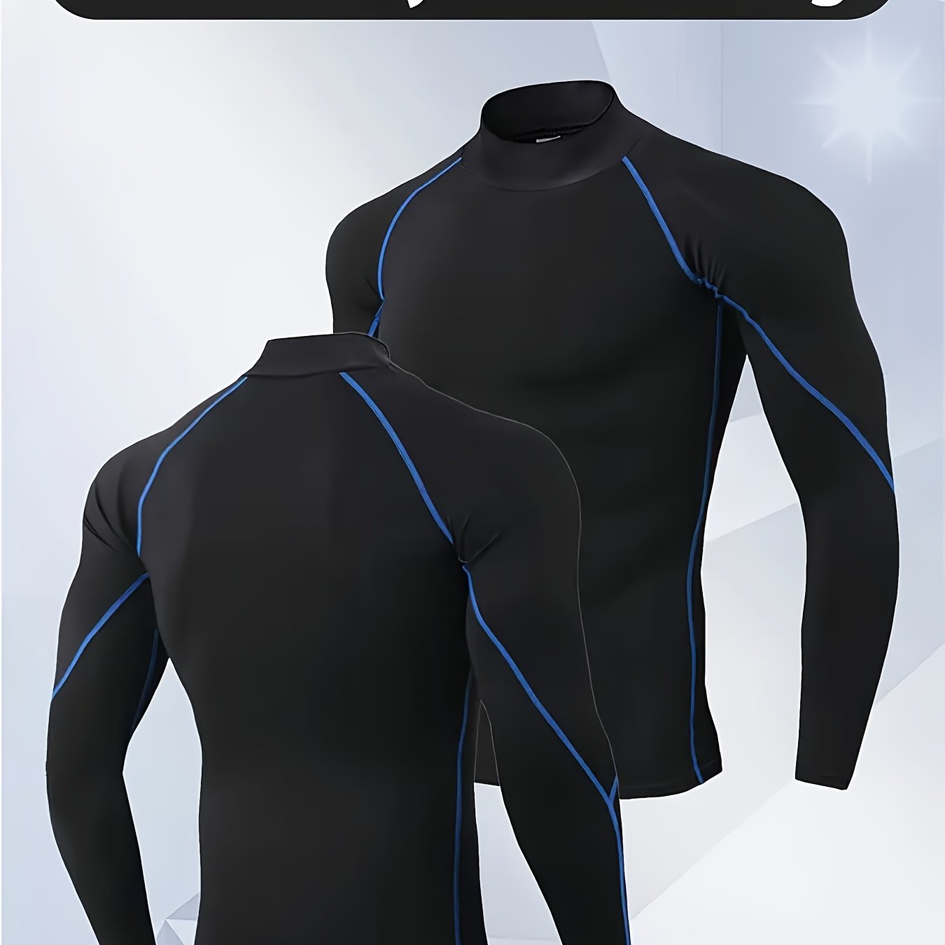 Men'S High-Neck Quick-Dry Athletic Long Sleeve T-Shirt - High Elasticity Breathable Fabric, Ideal for Running, Hiking, Cycling & Outdoor Fitness - White, Muscle Fit Design, Machine Washable Solid Color Base Layer, Durable Sportswear
