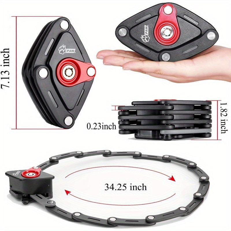 Folding Bike Lock with 2 Keys Anti Theft Strong Security Bicycle Locks Anti Drill Pick Cylinder Foldable Bike Lock with Mounting Bracket 2.8ft 1.4lb