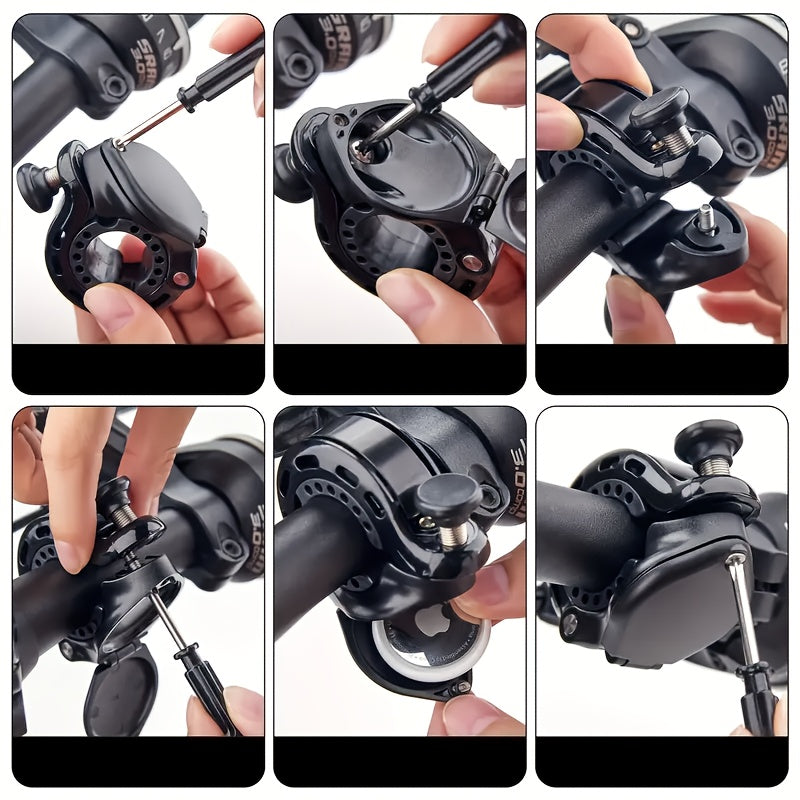 Mountain bike aluminum alloy bell, hidden Airtag bracket bell, thumb bell riding equipment compatible with 22.2-31.8mm handlebars