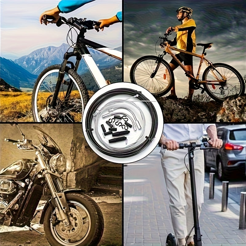 Bicycle Brake Cable Set, Bicycle Brake Cable Rear Set, Bicycle Brake Cable Inner Cable Set with 2 V Brake Manifold (90 Degrees), Mounted End Caps, for Mountain Bike, Road Bike, Bicycle