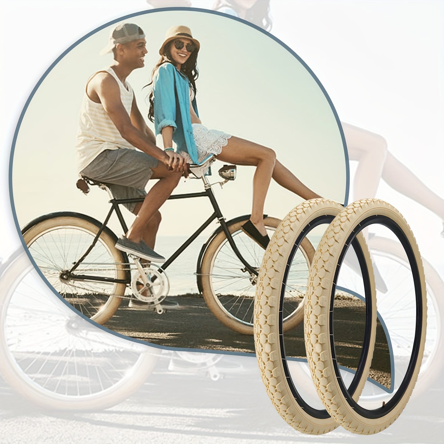 1pc/2pcs 26" Foldable Bike Tire 26 x 2.125 Inch Replacement Bicycle Tire Cream for city Bike Tire