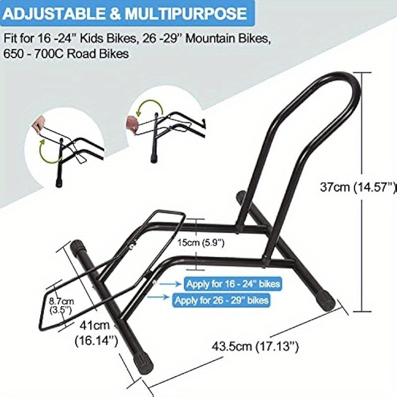 Heavy-Duty Adjustable Bike Stand Floor Bicycle Parking Stand - No-Drill Push-In Design, Fits 16\