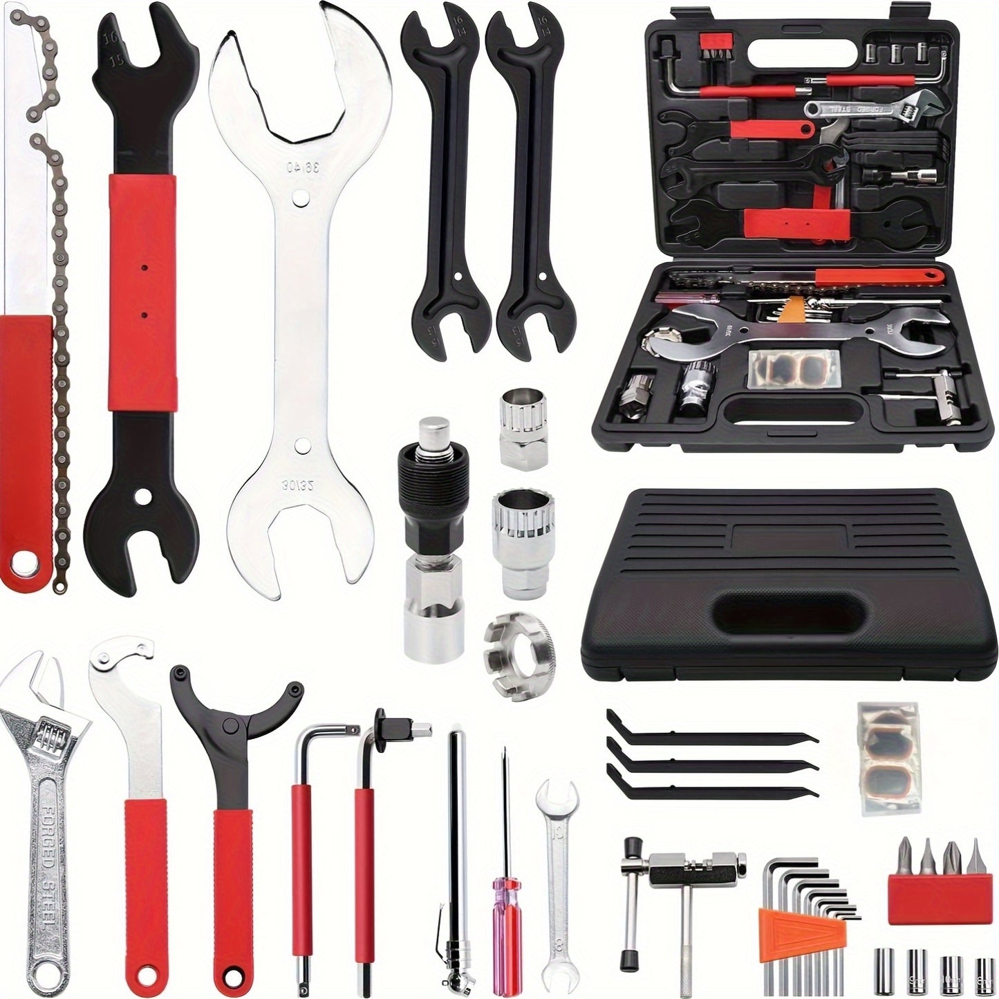 Professional Bicycle Tool 44pcs Professional Bicycle Tool Kit | Bicycle Repair Tool Set for Mountain and Road Bikes with High-Quality Cycling Maintenance Tools in Black Storage Case