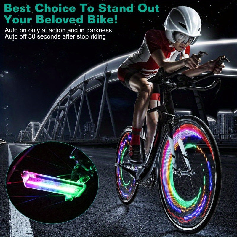 2pcs 32LEDs Patterns Cycling Lights Rainbow Wheel Tire Flash Lamp
