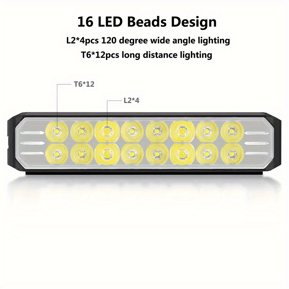 Bicycle LED Headlight - USB Rechargeable, 16x16 LED Front Bike Light, Aluminum Alloy, Non-Waterproof, Bright White Illumination, Handlebar Holder, Cycling Accessories, Cycling Light|Sleek Headlamp|Aluminum Alloy Body