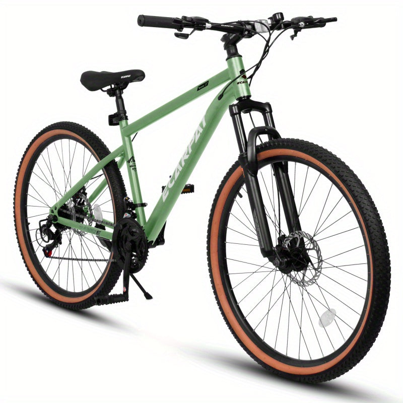 A27301 Men's 27.5" Retro Mountain Bike - High Carbon Steel Frame, Disc Brakes & Brown Edge Tires, 21-Speed Shifting, Front Suspension, 250lb Capacity, Commuter/Outdoor Bike for Adults (5'3"-5'9")