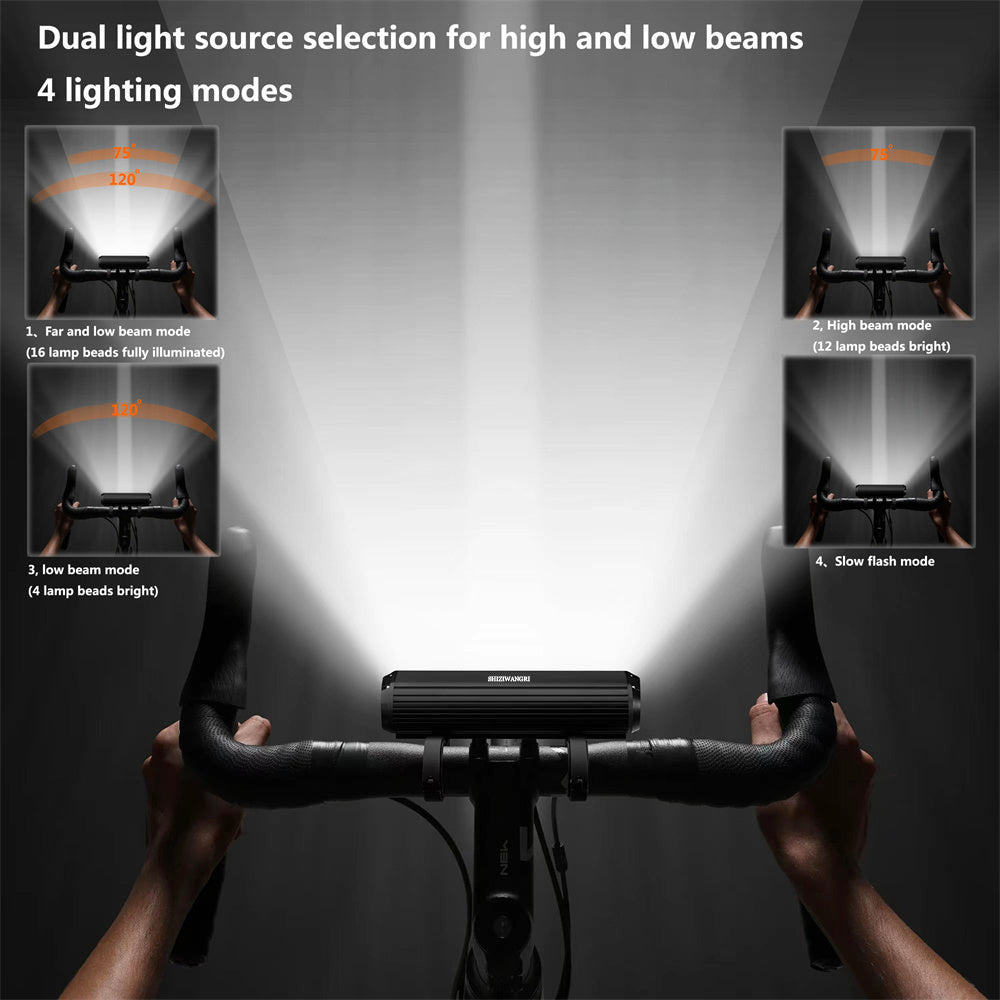 Bicycle LED Headlight - USB Rechargeable, 16x16 LED Front Bike Light, Aluminum Alloy, Non-Waterproof, Bright White Illumination, Handlebar Holder, Cycling Accessories, Cycling Light|Sleek Headlamp|Aluminum Alloy Body