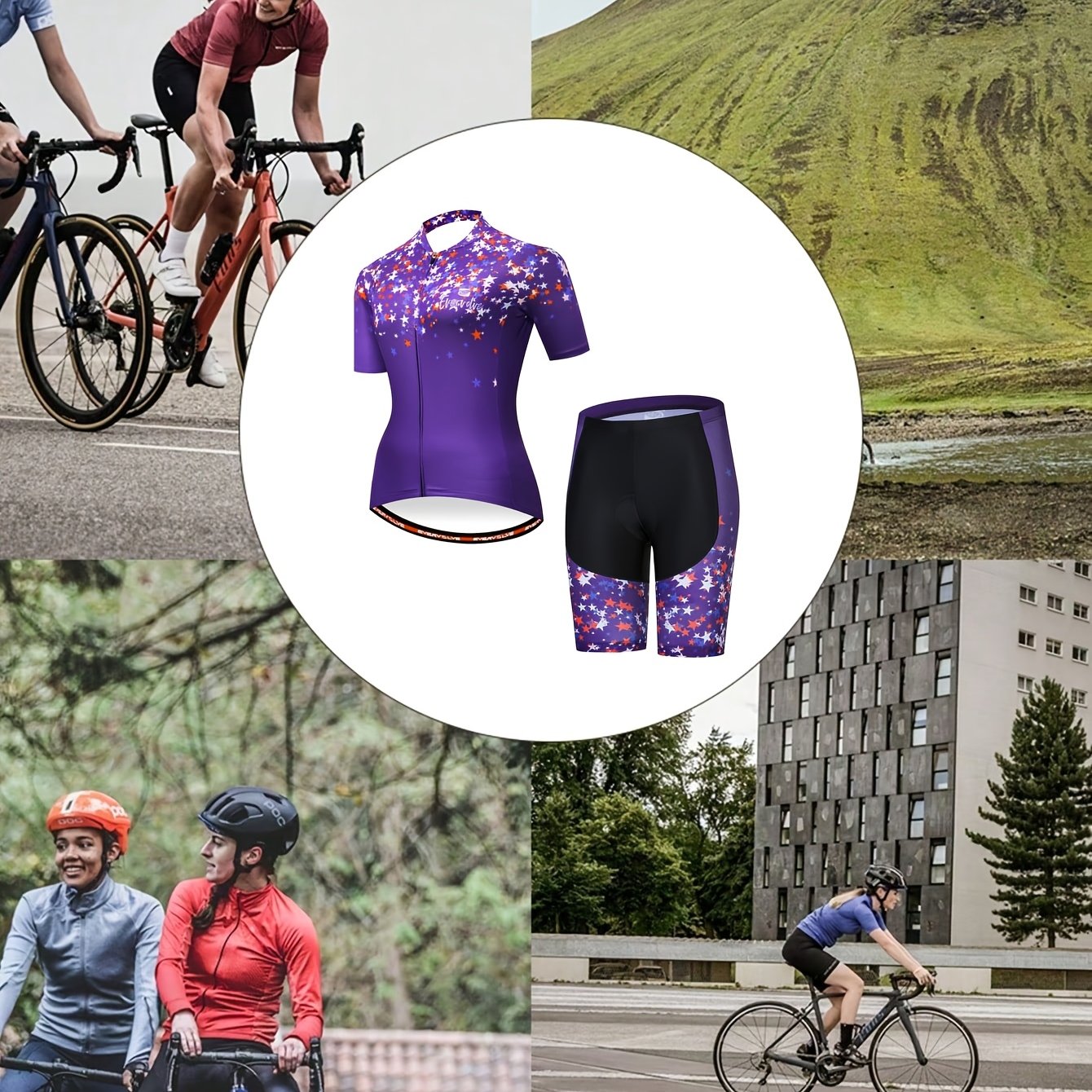 Summer New Women'S Short-Sleeved Cycling Clothes Dazzling Set Breathable Quick Drying Cycling Clothing