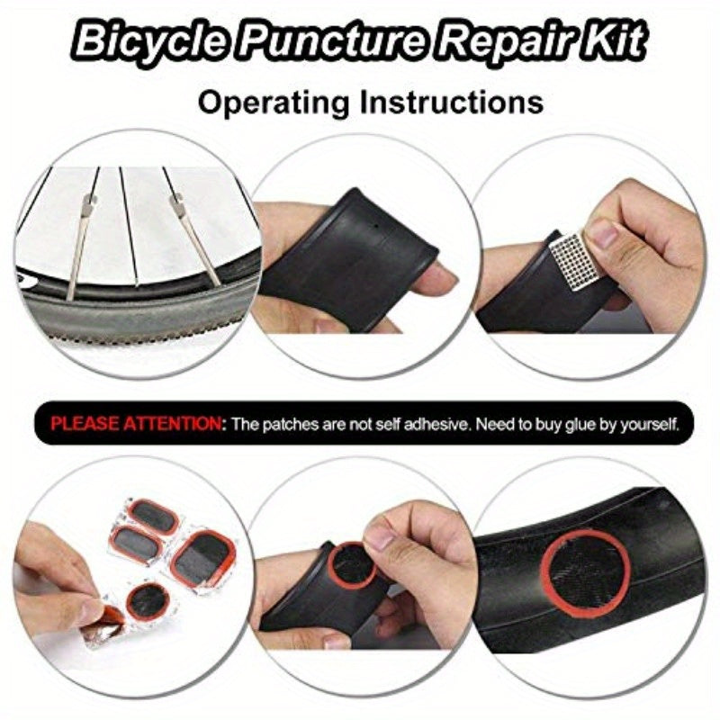 MultiFunction Bike Bicycle Cycling Mechanic Repair Kit with 3pcs Bike Tire Lever 5pcs Tyre Patches 1pc Tire Rasp Work Bag