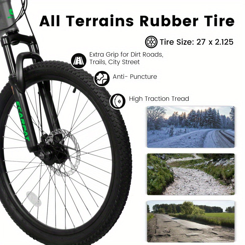 27.5" Full Suspension Mountain Bike - Dual Shock Absorbers, Mechanical Disc Brakes, 21-Speed Gears, Carbon Steel Frame & Aluminum Alloy Wheels, Retro Style Mixed Color - Unisex Adult Bike for Travel & Fitness (5'4"-5'9", 250lb Capacity)