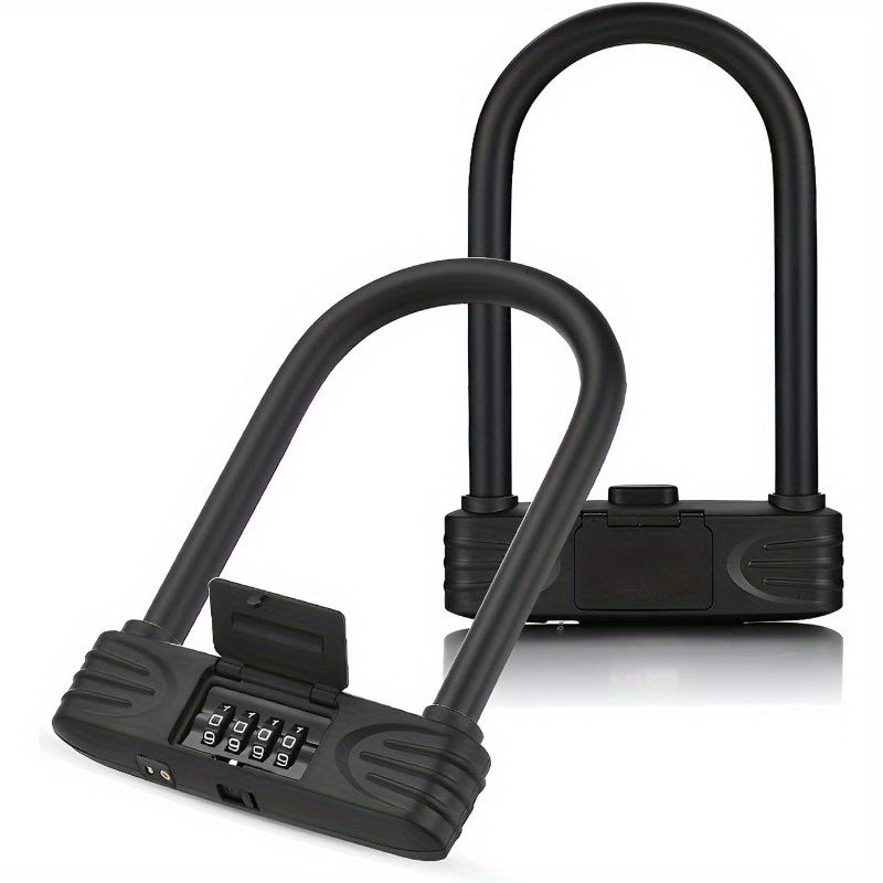 Heavy Duty U Lock4 Digit Combination Password Bicycle Lock with ULock Shackle Waterproof No Key Bike Locks for Home School Travel Bike U Lock