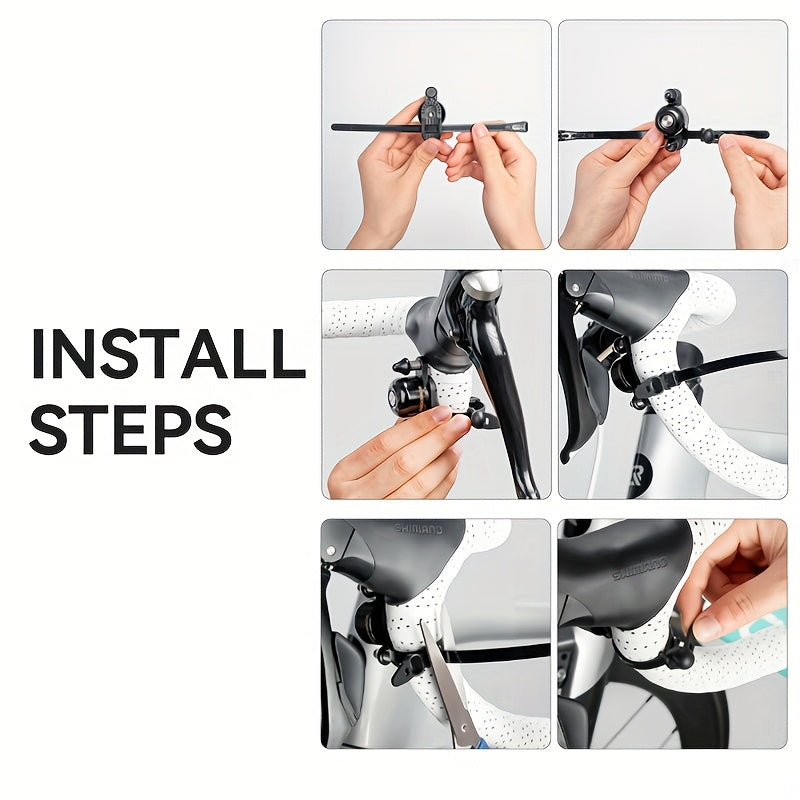 ROCKBROS Mini Cycling Road Bike Bell - Dual Bell Hammers Design, Black Copper Finish, Ergonomic Handlebar Mount for Enhanced Safety & Control, Cycling Accessories, Bike Handlebar Accessory, Sleek Metallic Bell, Durable Construction