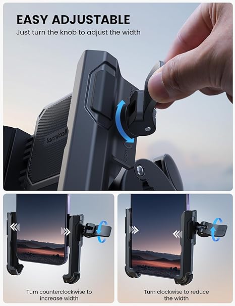 Motorcycle Phone Mount Holder - [Camera Friendly] [1s Lock] Bike Phone Holder Handlebar Clamp, Bicycle Scooter Phone Clip, for iPhone 16 Pro Max, 15 14 13, Galaxy S25 Ultra, 4.7-7" Phones