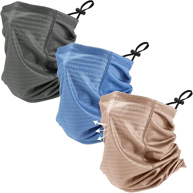 3 Pcs Adjustable Cooling Neck Gaiter Breathable Balaclava Neck Mask Strap Mesh Sun Scarf for Summer Sports Cycling