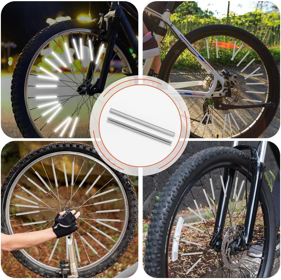 Bike Spoke Reflector, 96Pcs 360° Visibility Bike Spoke Reflectors, Waterproof Bicycle Reflective Clips Warning Spoke Lights Covers- Fit for Mountain and Road Bikes (1.9-2.4mm)
