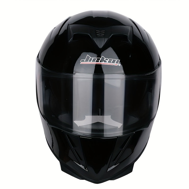 Cool Motorcycle Helmet for Men, Full-Face Motorcycle Helmet, Dual Visor Safety Helmet for Women, Bright Black.