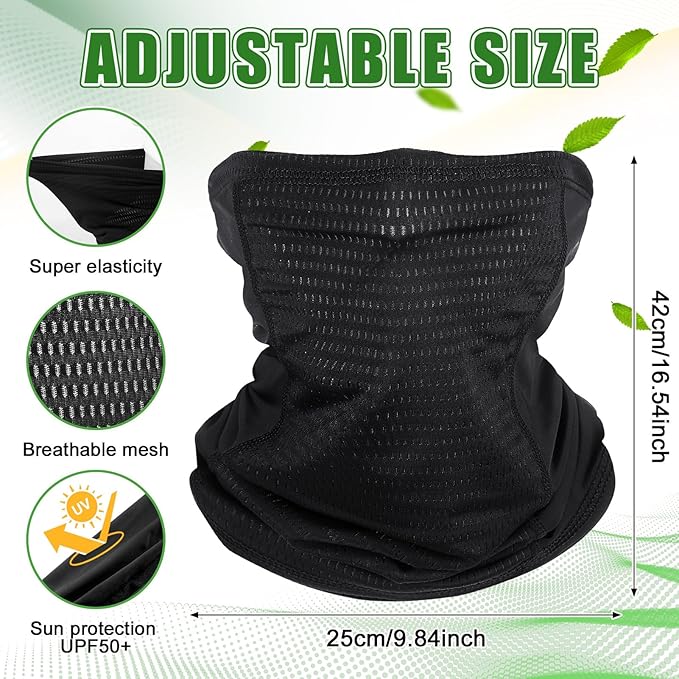3 Pcs Adjustable Cooling Neck Gaiter Breathable Balaclava Neck Mask Strap Mesh Sun Scarf for Summer Sports Cycling