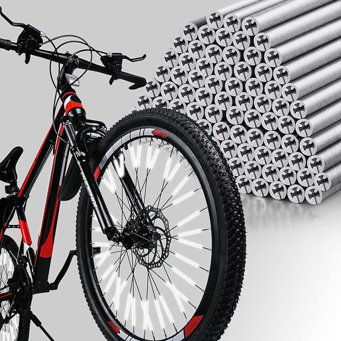 Bike Spoke Reflector, 96Pcs 360° Visibility Bike Spoke Reflectors, Waterproof Bicycle Reflective Clips Warning Spoke Lights Covers- Fit for Mountain and Road Bikes (1.9-2.4mm)