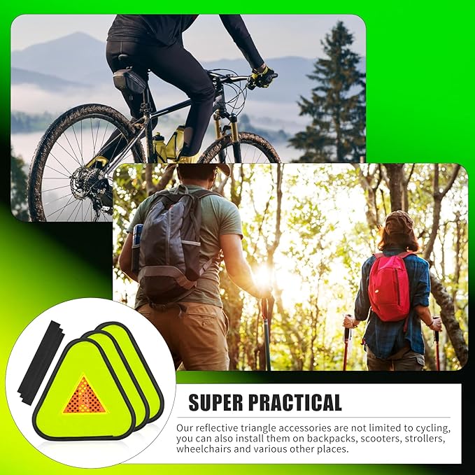 Reflective Yield Symbol 7 * 7inch Reflective Safety Triangle Bike Reflective Triangle Sign High Visibility Safety Flag with Magic Adhesive Strap for Safety at Night Bike Recumbent Trike