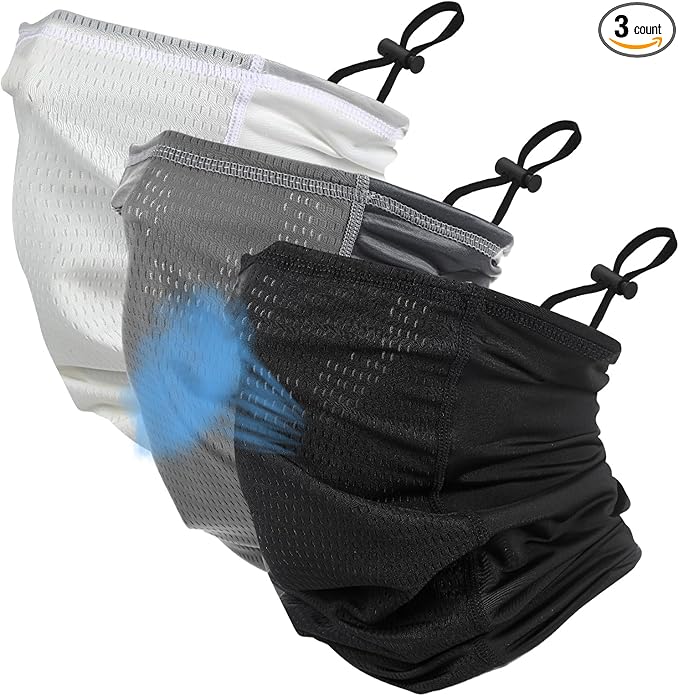 3 Pcs Adjustable Cooling Neck Gaiter Breathable Balaclava Neck Mask Strap Mesh Sun Scarf for Summer Sports Cycling