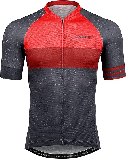 Mens Cycling Jersey 3 Rear Pockets Moisture Wicking Short Sleeve Quick Dry Reflective Biking Shirts