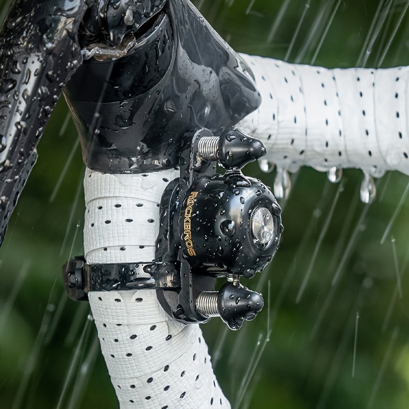 ROCKBROS Mini Cycling Road Bike Bell - Dual Bell Hammers Design, Black Copper Finish, Ergonomic Handlebar Mount for Enhanced Safety & Control, Cycling Accessories, Bike Handlebar Accessory, Sleek Metallic Bell, Durable Construction